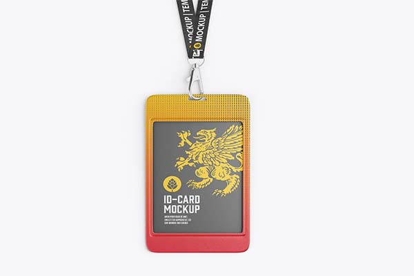 Plastic Lanyard ID Badge Mockup Photoshop Template