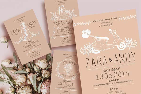 Creamy Wedding Invitation Template PSD