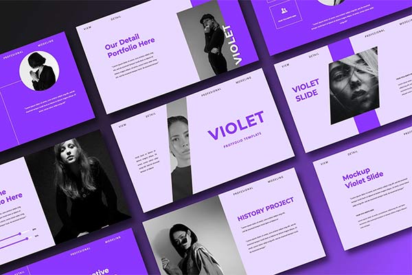 Violet Portfolio PowerPoint Template