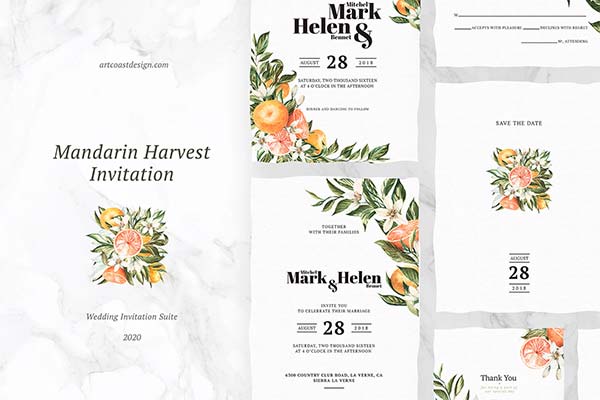 Mandarin Harvest Invitation Templates for InDesign