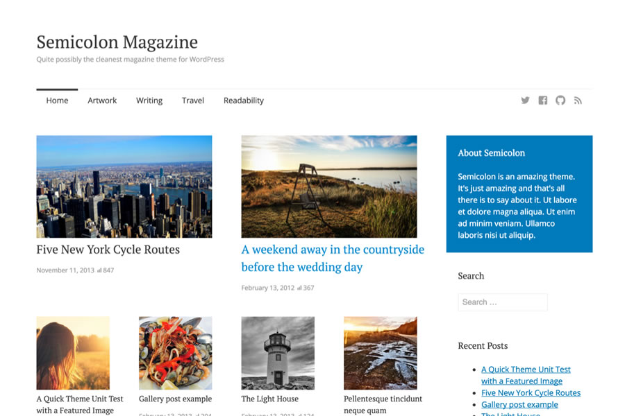 Semicolon Simple Clean free wordpress theme wp responsive magazine news blog