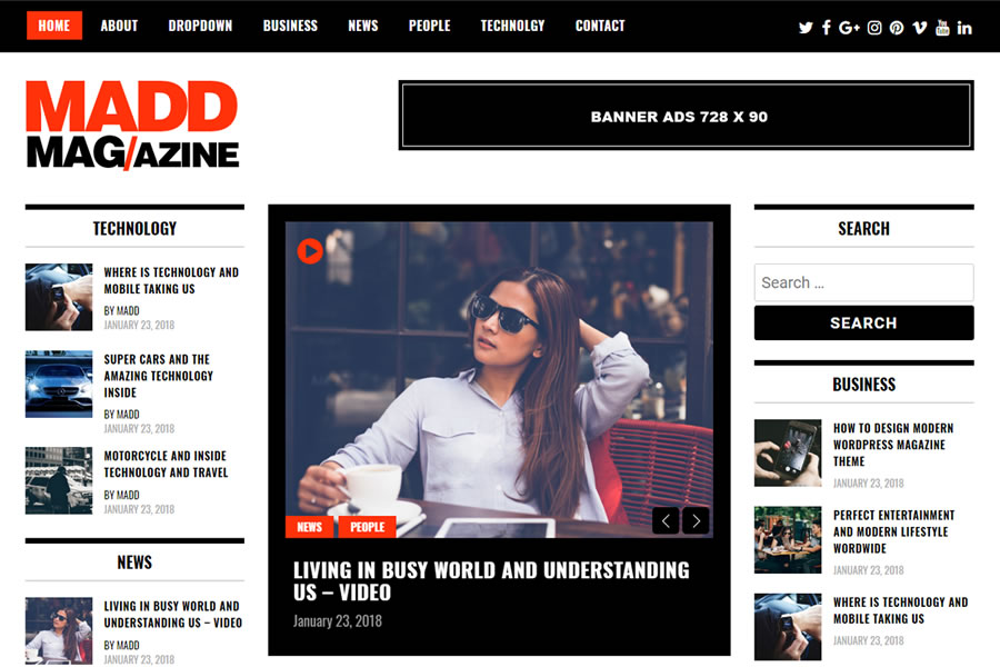 Madd free wordpress theme wp responsive magazine news blog