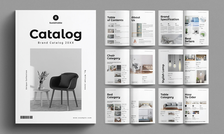 Clean Minimal Product Catalog Template Adobe InDesign