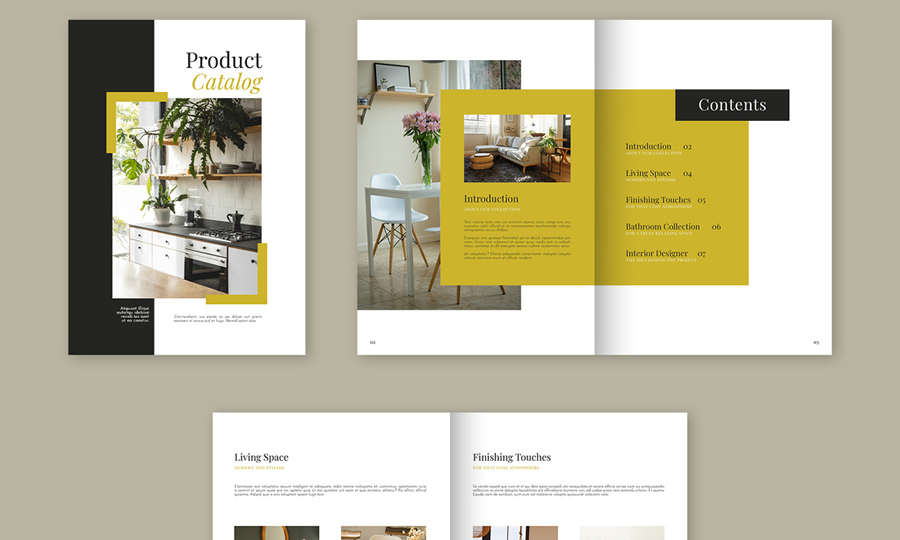 Yellow Accent Product Catalog Template Adobe InDesign Free to Download