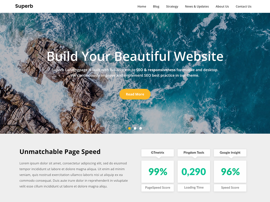 Superb Landingpage WordPress Theme