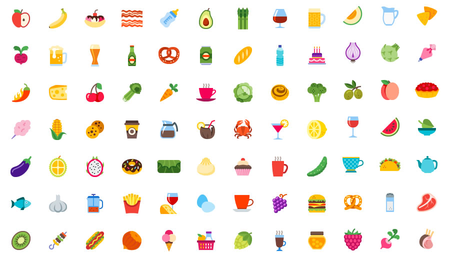 Colorful Food & Drink Icon Set EPS SVG PNG