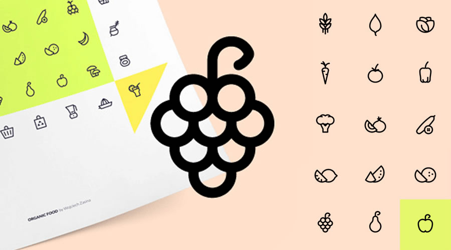 Organic Food Icon Set AI EPS SVG PNG