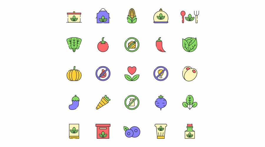 Vegan Vector Icon Set AI EPS SVG PNG