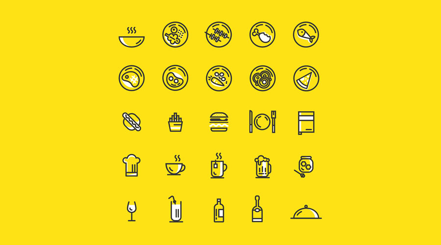 Minimal Line Food Icon Set AI EPS