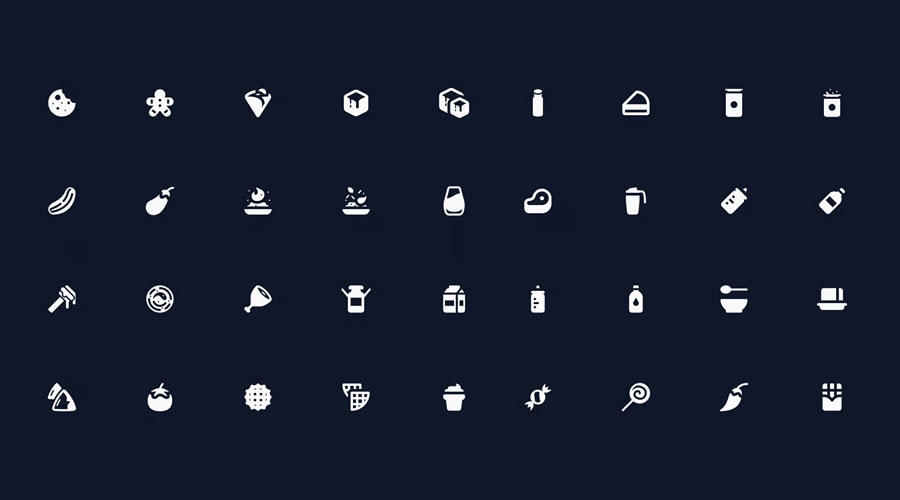 Glyph-Style Food Icon Set AI EPS SVG PNG