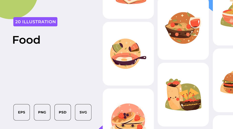 Food Illustration Icon Set EPS PSD SVG PNG