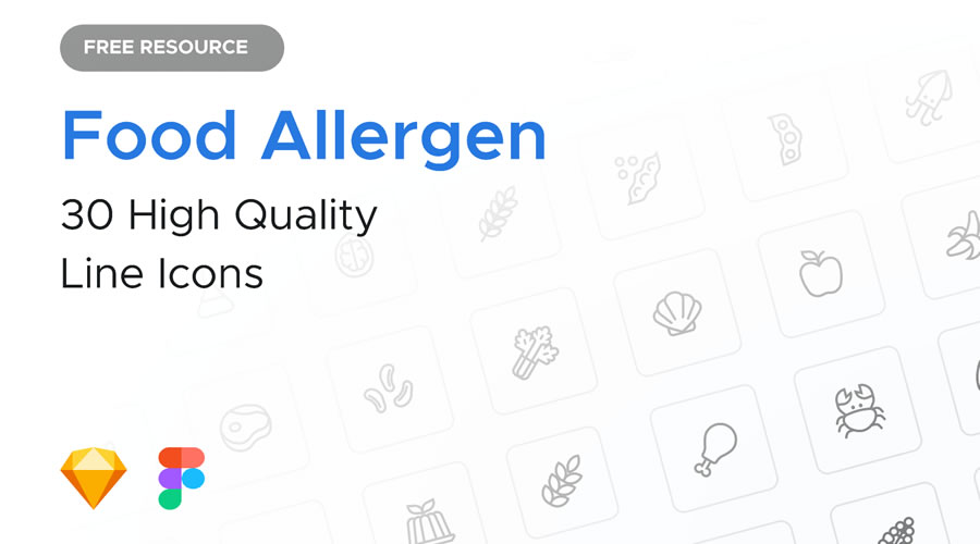 Food Allergens Line Icon Set Figma