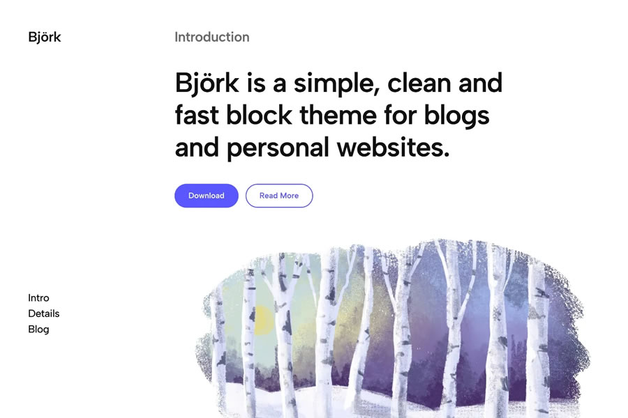 Björk Blogging Block Theme wordpress theme personal blog blogger blogging