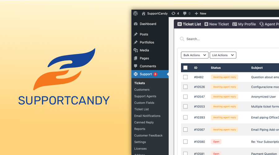 SupportCandy Helpdesk & Support Ticket System WordPress Customer Support Plugin
