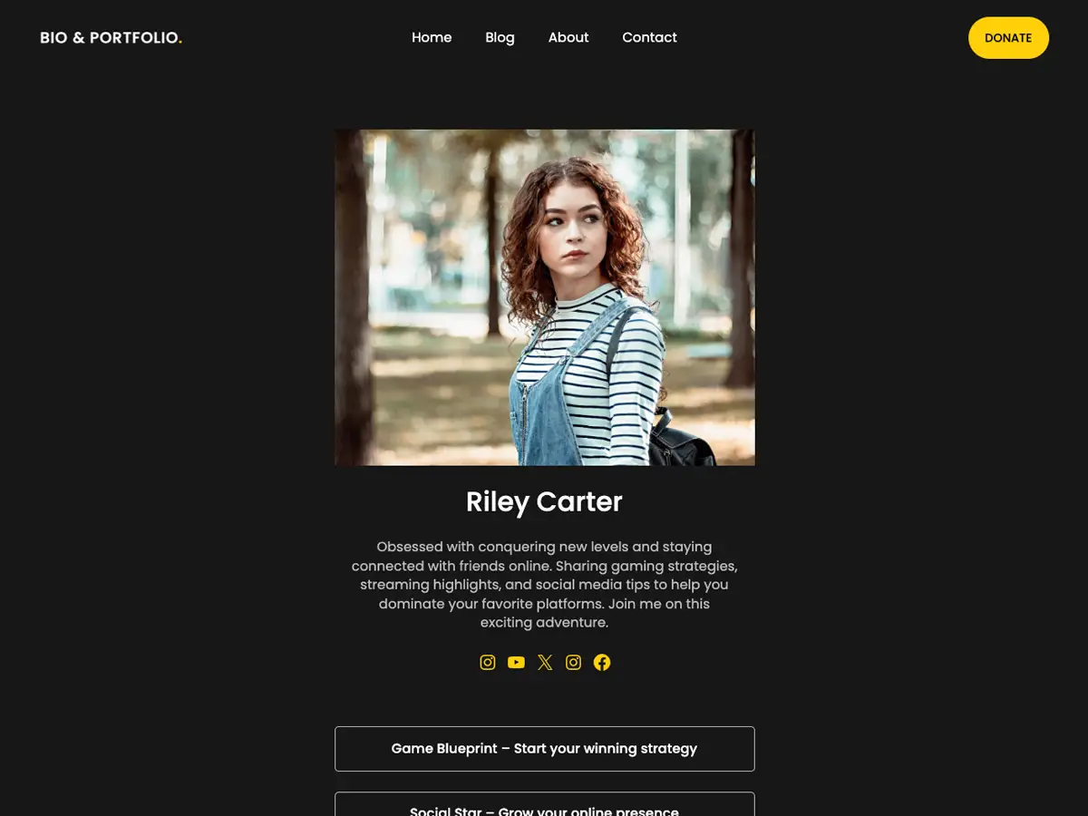 Dark Mode Portfolio WordPress theme