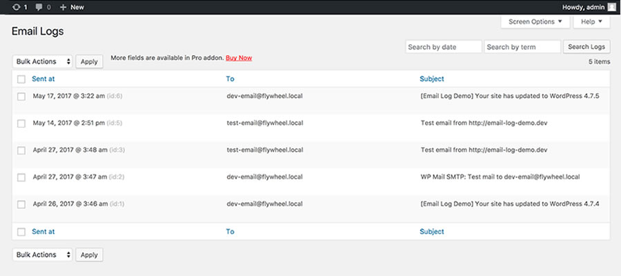 Complemento de WordPress de registro de correo electrónico