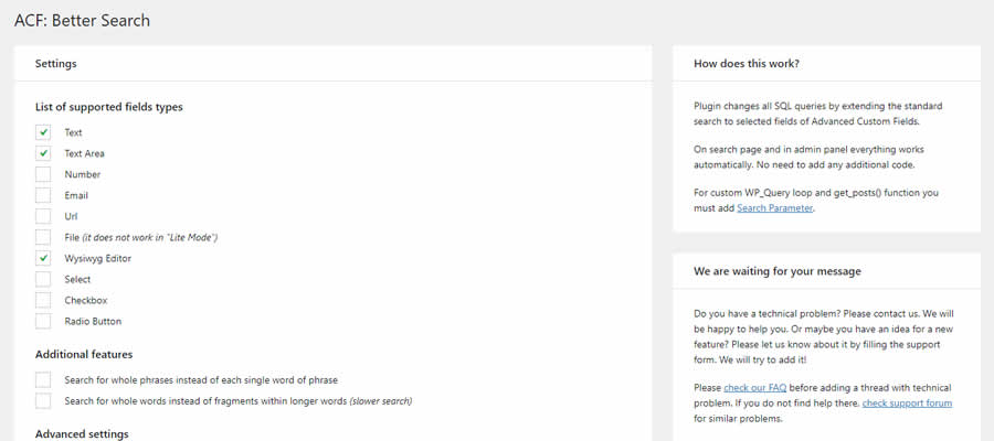 ACF: Better Search