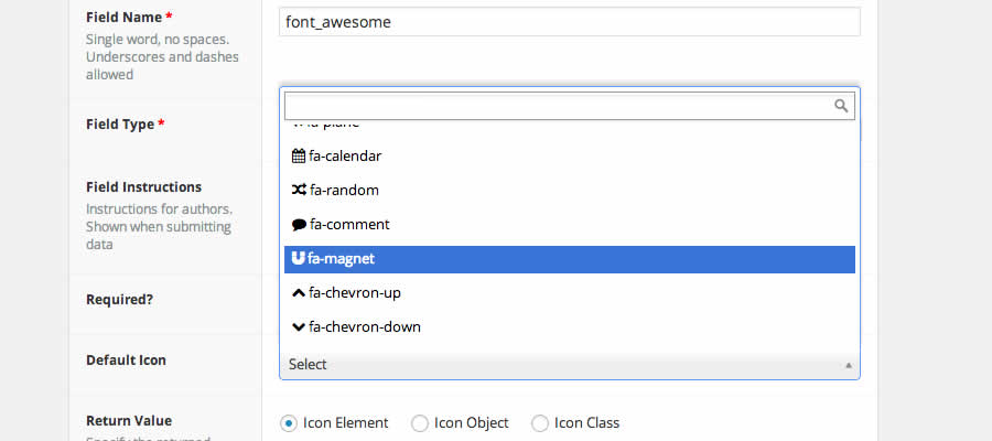 Advanced Custom Fields: Font Awesome Field