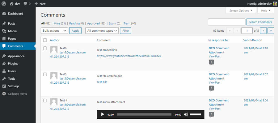 DCO Comment Attachment