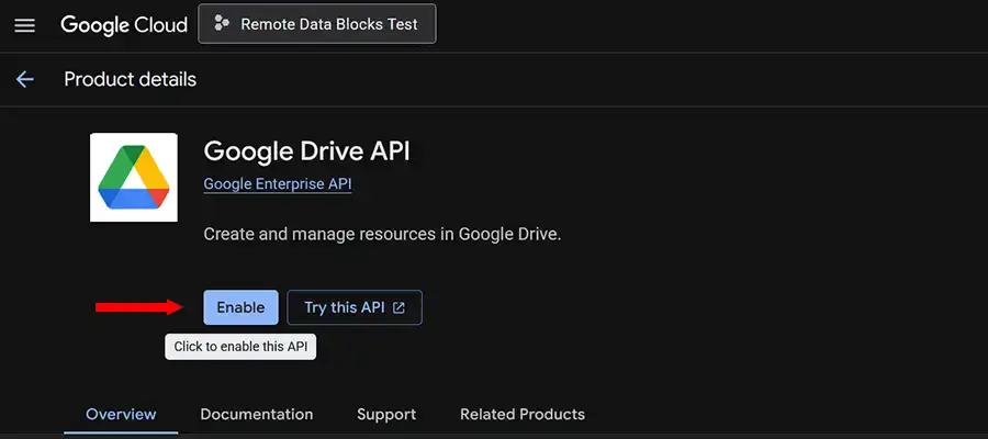 Enable the Google Drive API