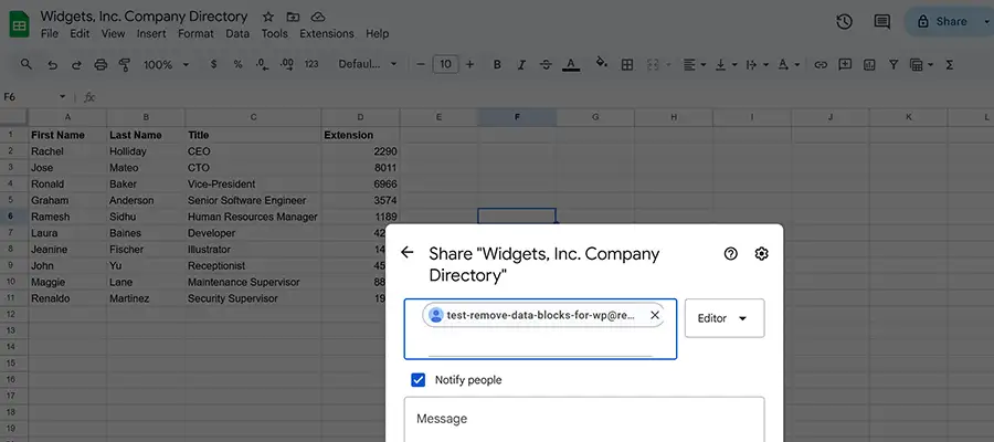 Share the Google Sheet with the email address generated by your Service Account