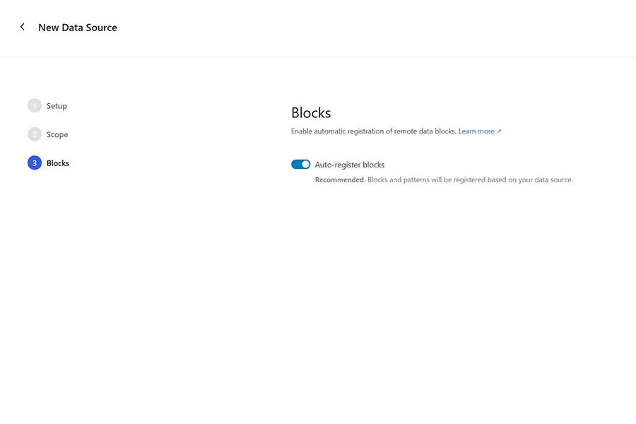 The Blocks screen of Remote Data Blocks
