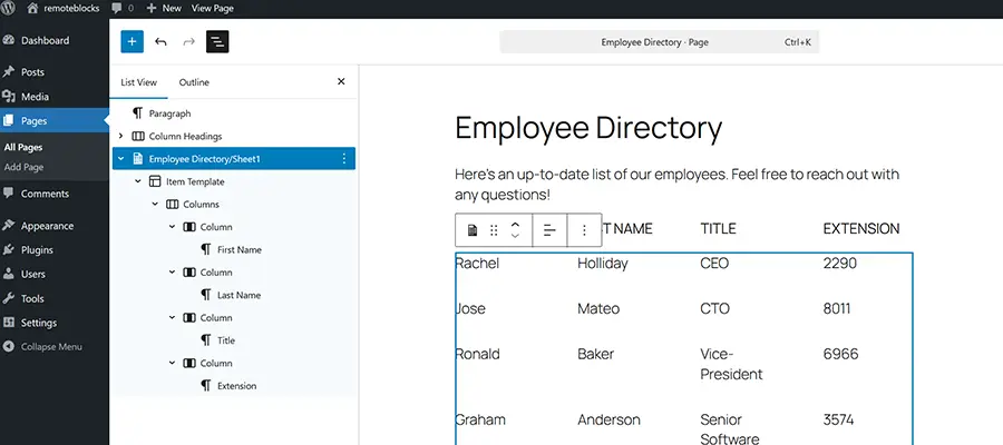 Creating a pattern for our Google Sheet data